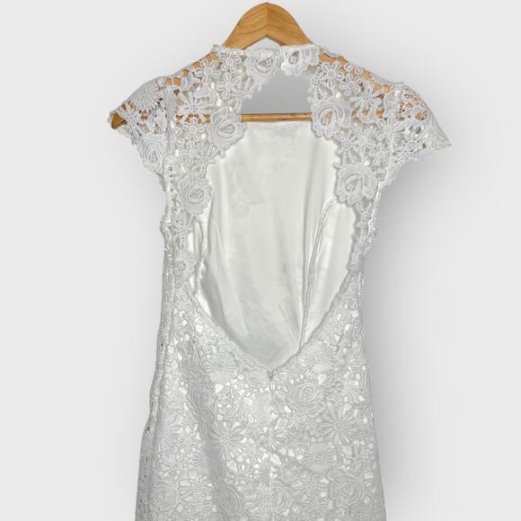 Lulus Romance Language Mini Dress XS | White Lace Backless Coquette Bachelorette - Picture 7 of 9